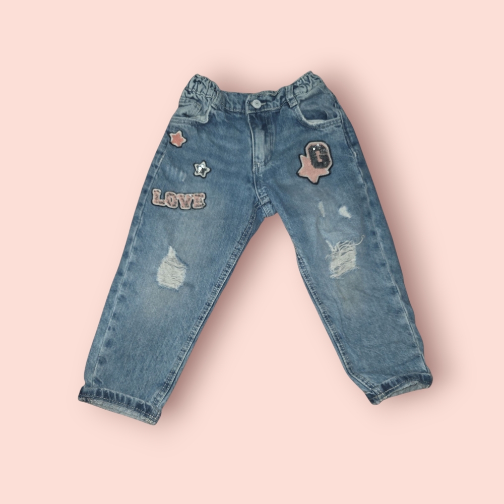 Stylish Blue Kids Jeans with Patches